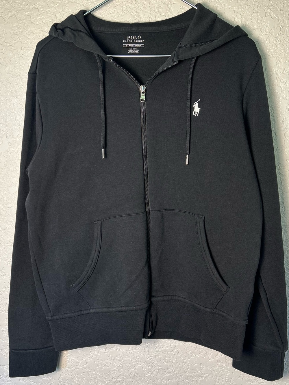 Polo Ralph Lauren Full-Zip Hoodie Black White Embroidered Pony Logo